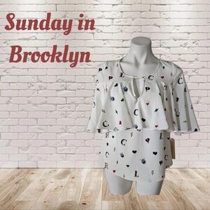 Sunday in Brooklyn White Blouse with Colorful Accents
